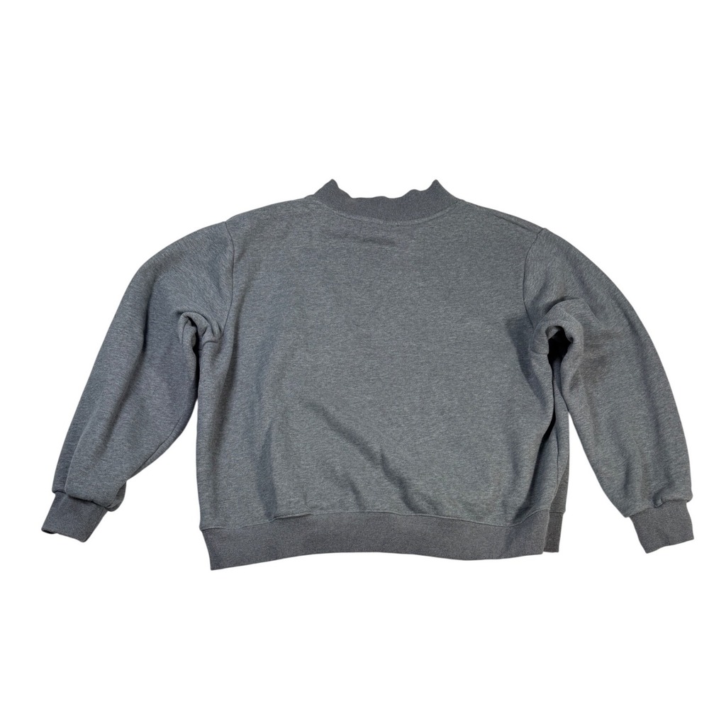 Parke Women Oversized Mock Neck Sweatshirt Charcoal Grey Varsity Logo L/XL - Picture 3 of 6